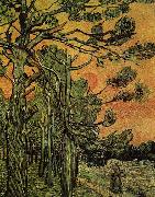 Vincent Van Gogh Palm Trees against a Red Sky with Setting Sun oil on canvas